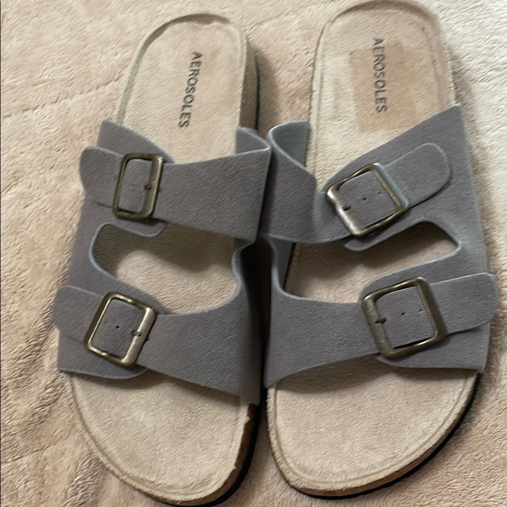 AEROSOLES Gray Comfort Sandals with Adjustable Straps